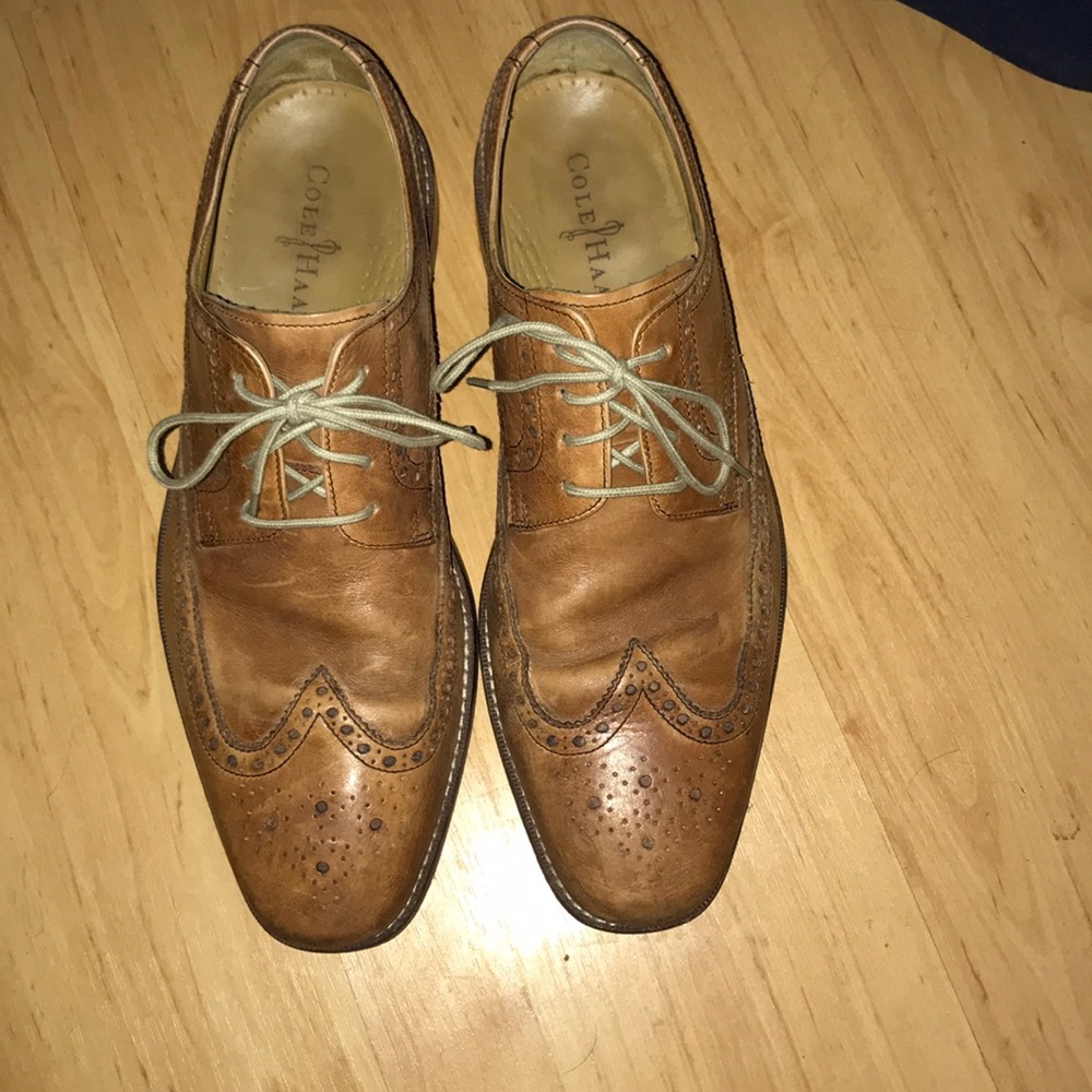 Cole Haan. Tan. Wingtip.